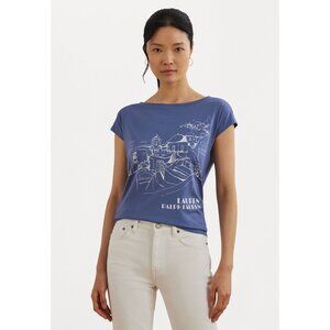 Lauren Ralph Lauren Cotton-Blend Jersey Graphic Tee Black Label Blue